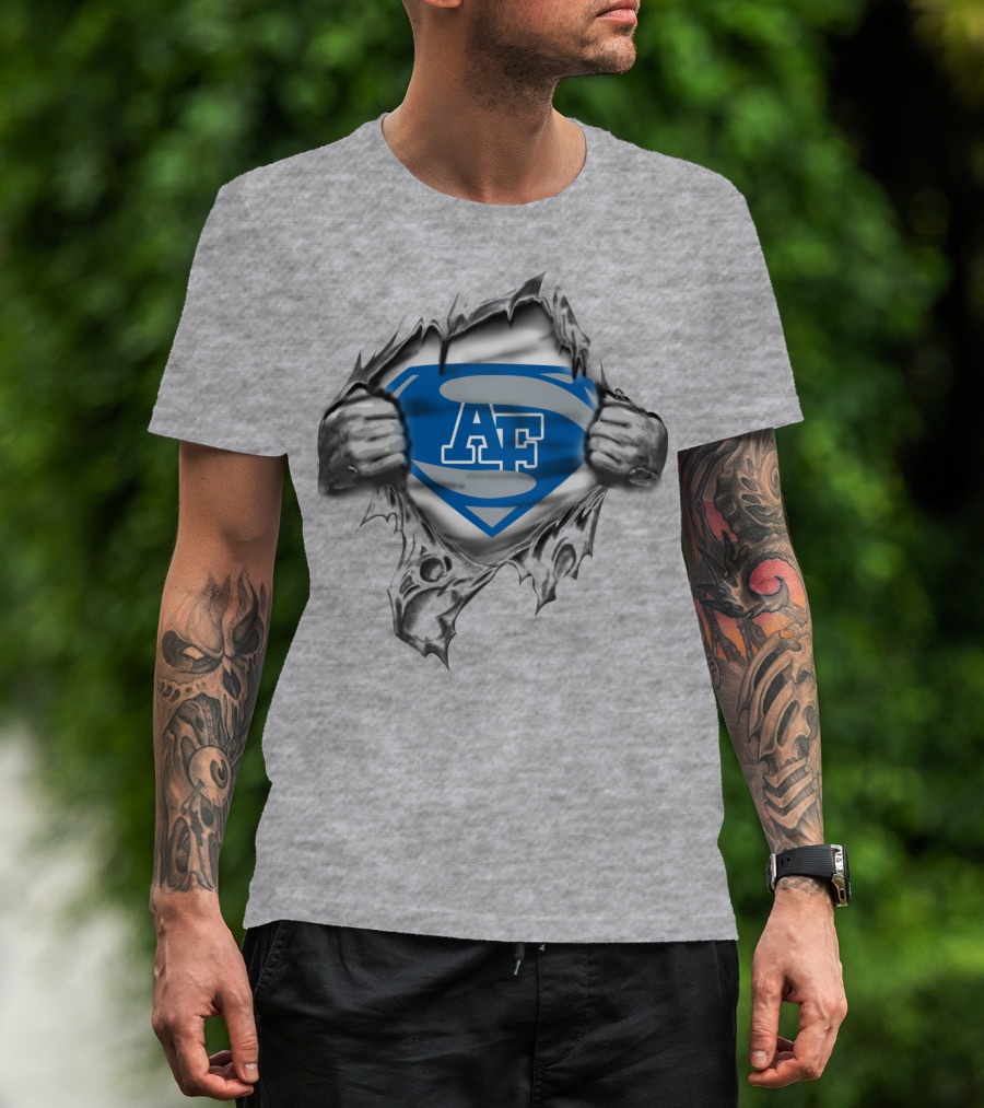 Af Academy Superhero Emblem Ripped Metal T-Shirt