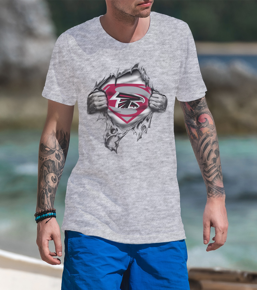 Atlanta Falcons Superman Logo Torn T-Shirt