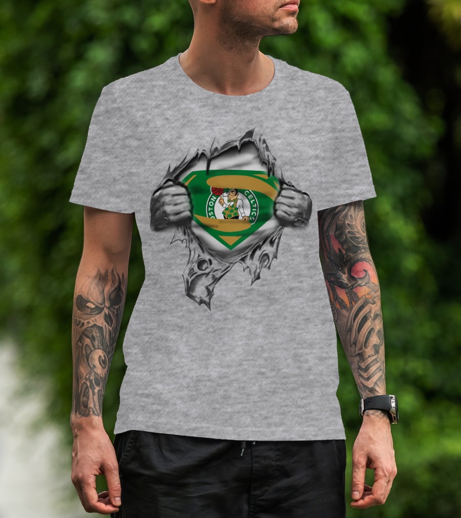 Boston Celtics Superman Logo Basketball Visual T-Shirt