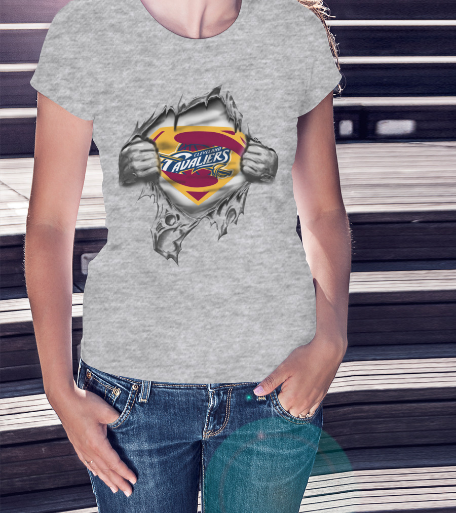 Cleveland Cavaliers Superman Logo Emblem Burst Through T-Shirt