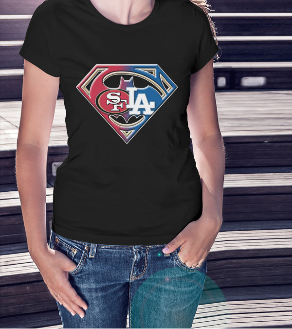 49ers Dodgers Batman Superman Logo Mashup Bat T-Shirt