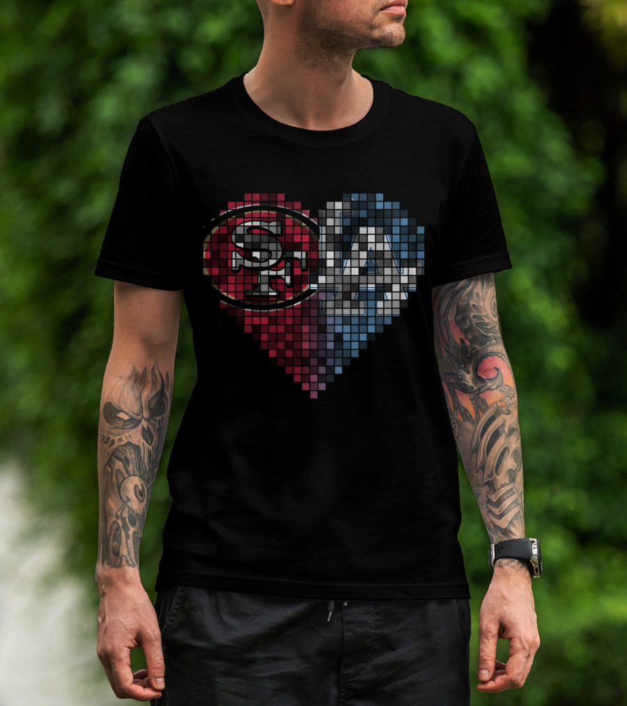 Rby 002 Heart Pixel Art Sf La Sports Logo Fusion T-Shirt