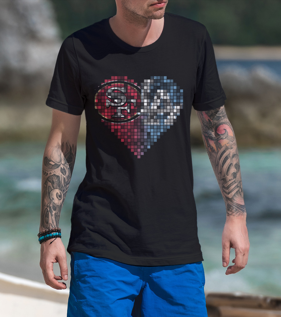 Rby 002 Heart Pixel Art Sf La Sports Logo Fusion T-Shirt