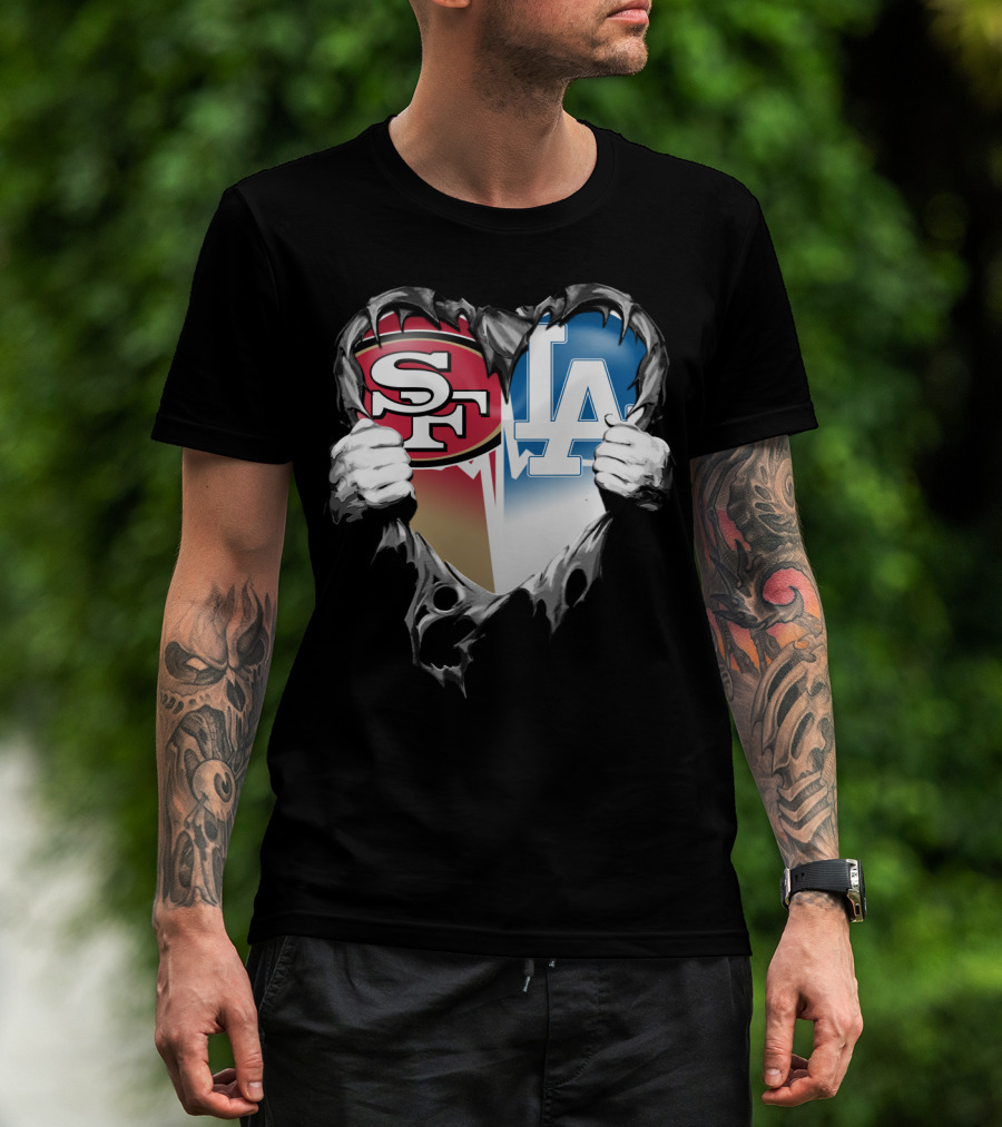 Sf And La Rivalry Heart Split Xat T-Shirt