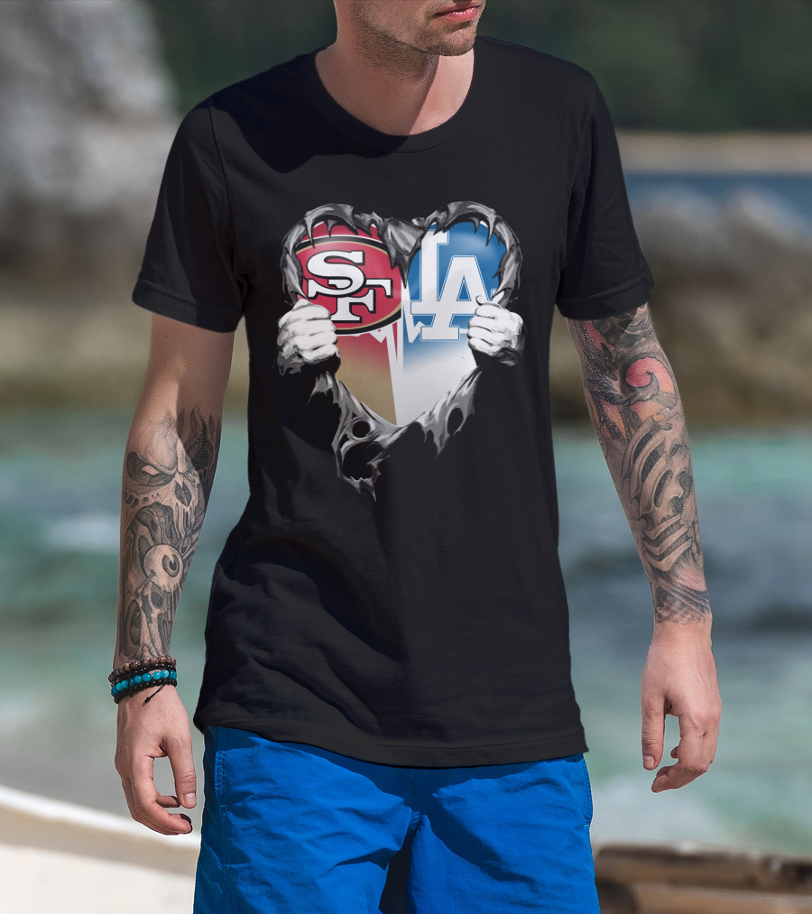 Sf And La Rivalry Heart Split Xat T-Shirt