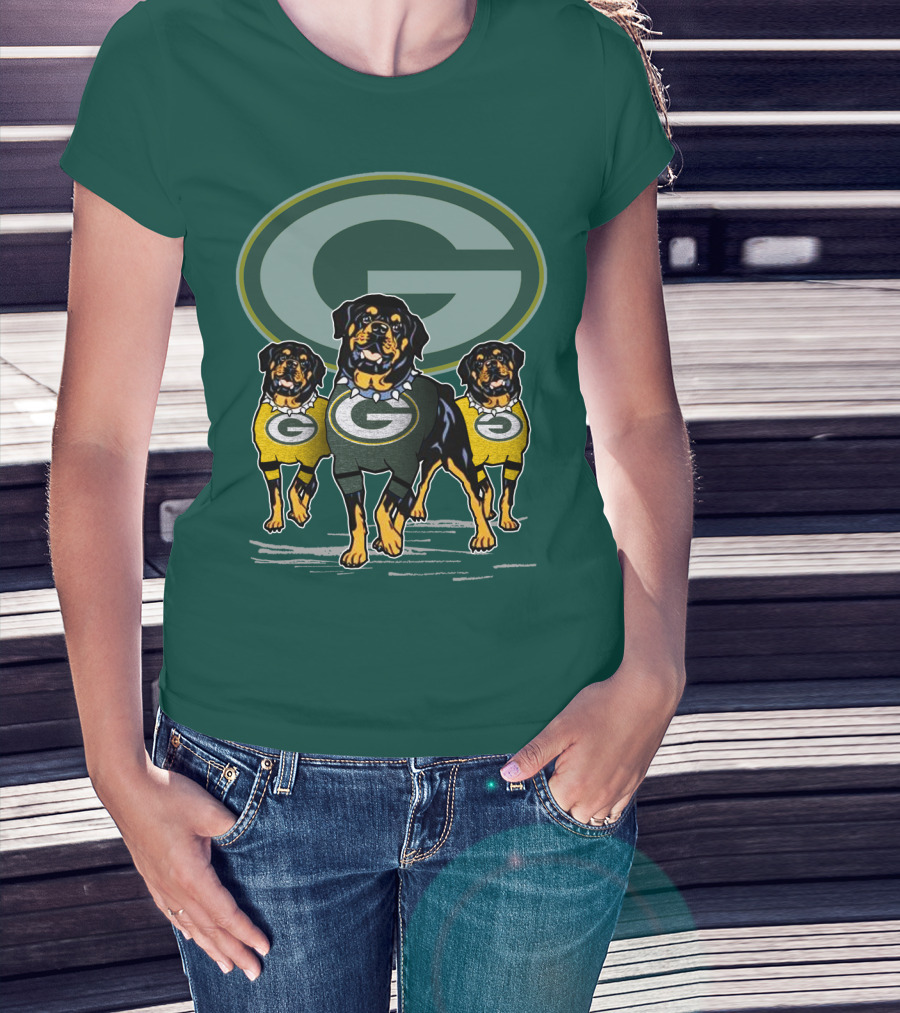 Green Bay Packers Rottweiler Trio T-Shirt