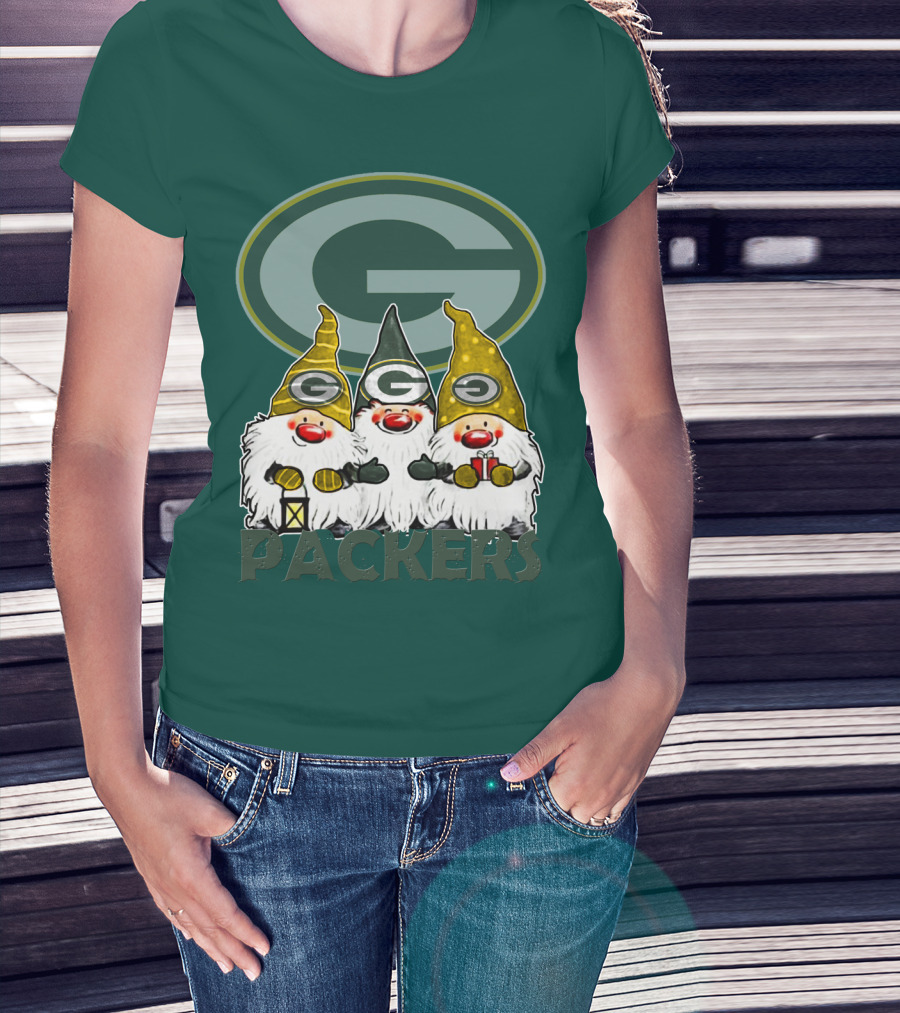 Green Bay Packers Gnomes With Team Logo On Green T-Shirt