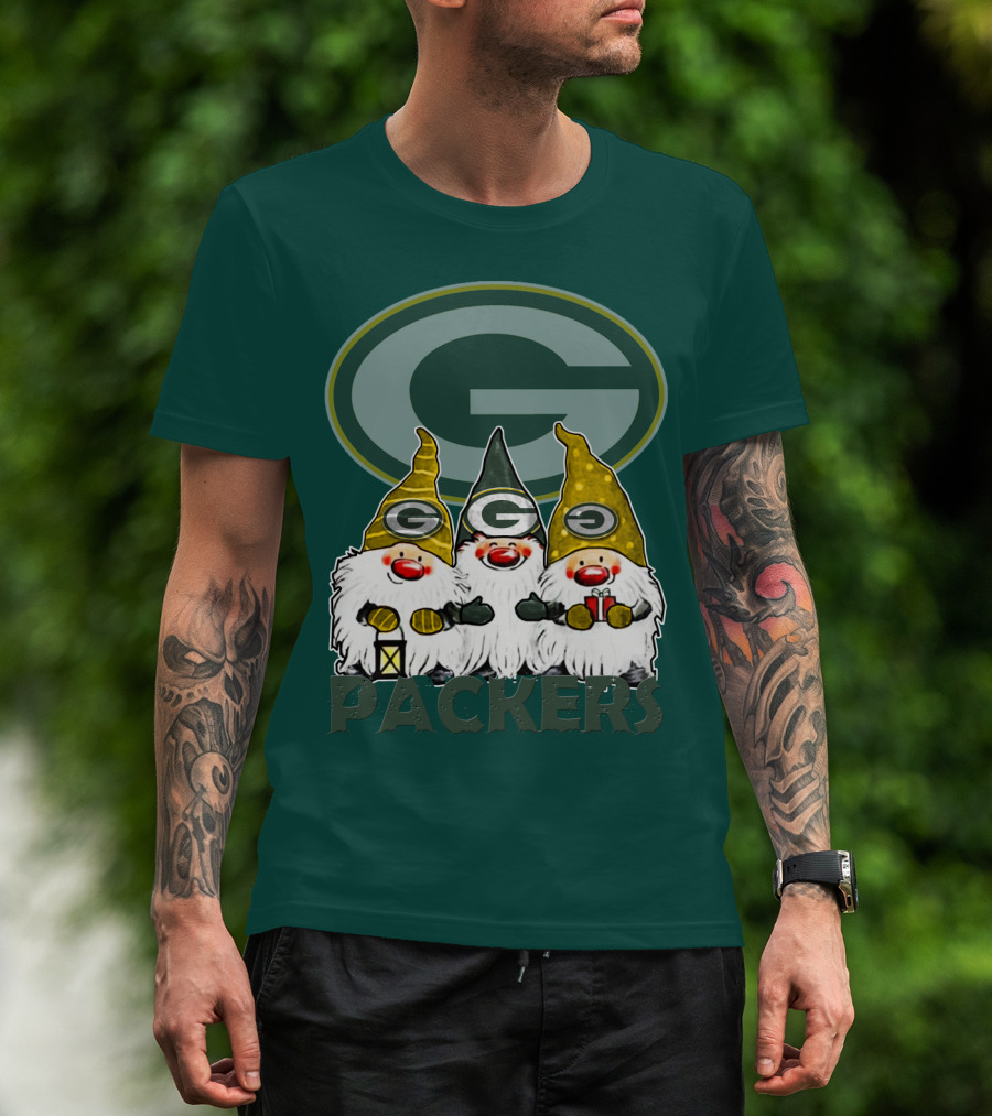 Green Bay Packers Gnomes With Team Logo On Green T-Shirt
