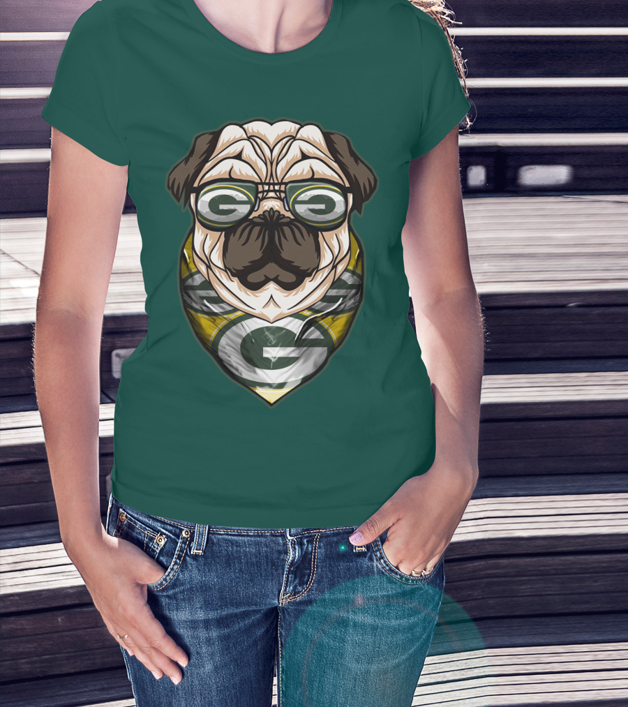 Green Bay Packers Pet Lover Pug Dog Football T-Shirt