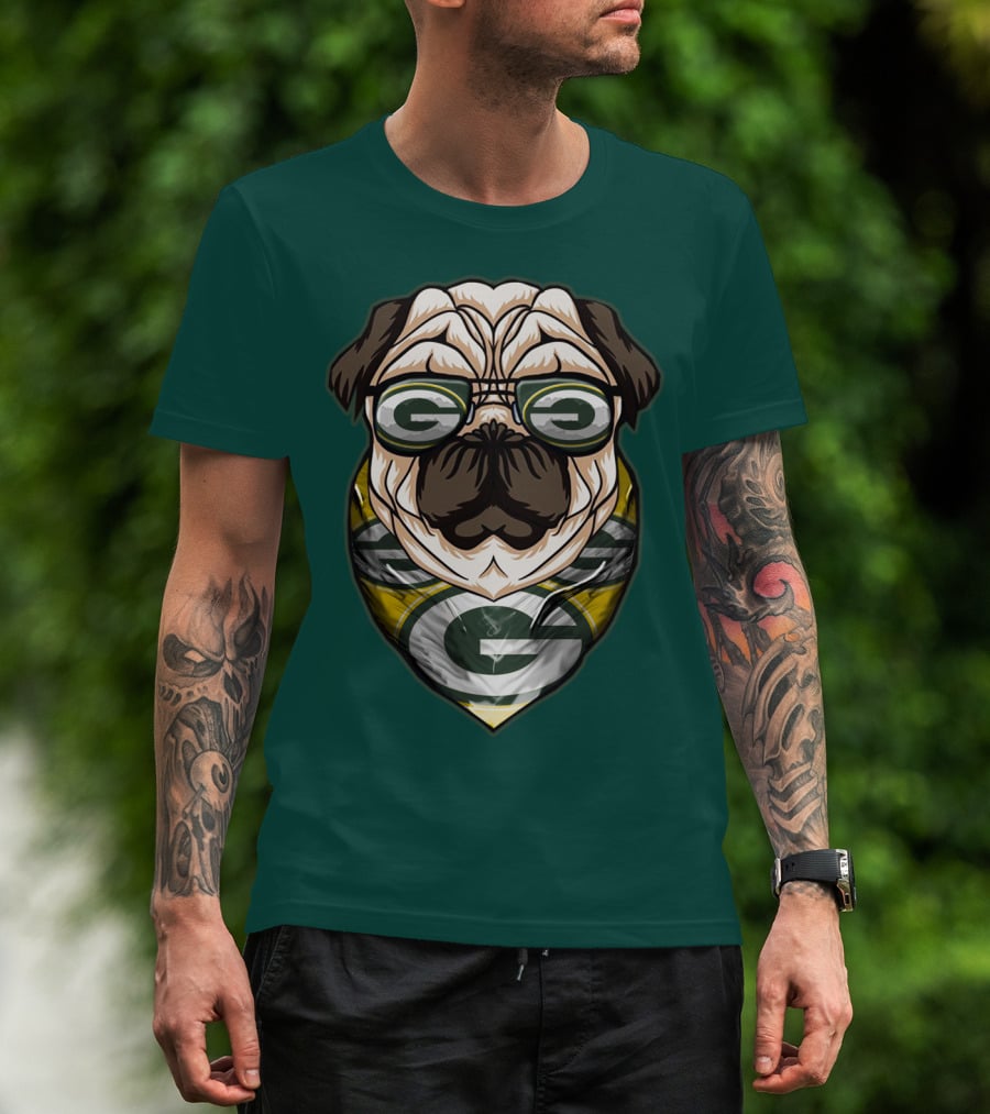 Green Bay Packers Pet Lover Pug Dog Football T-Shirt
