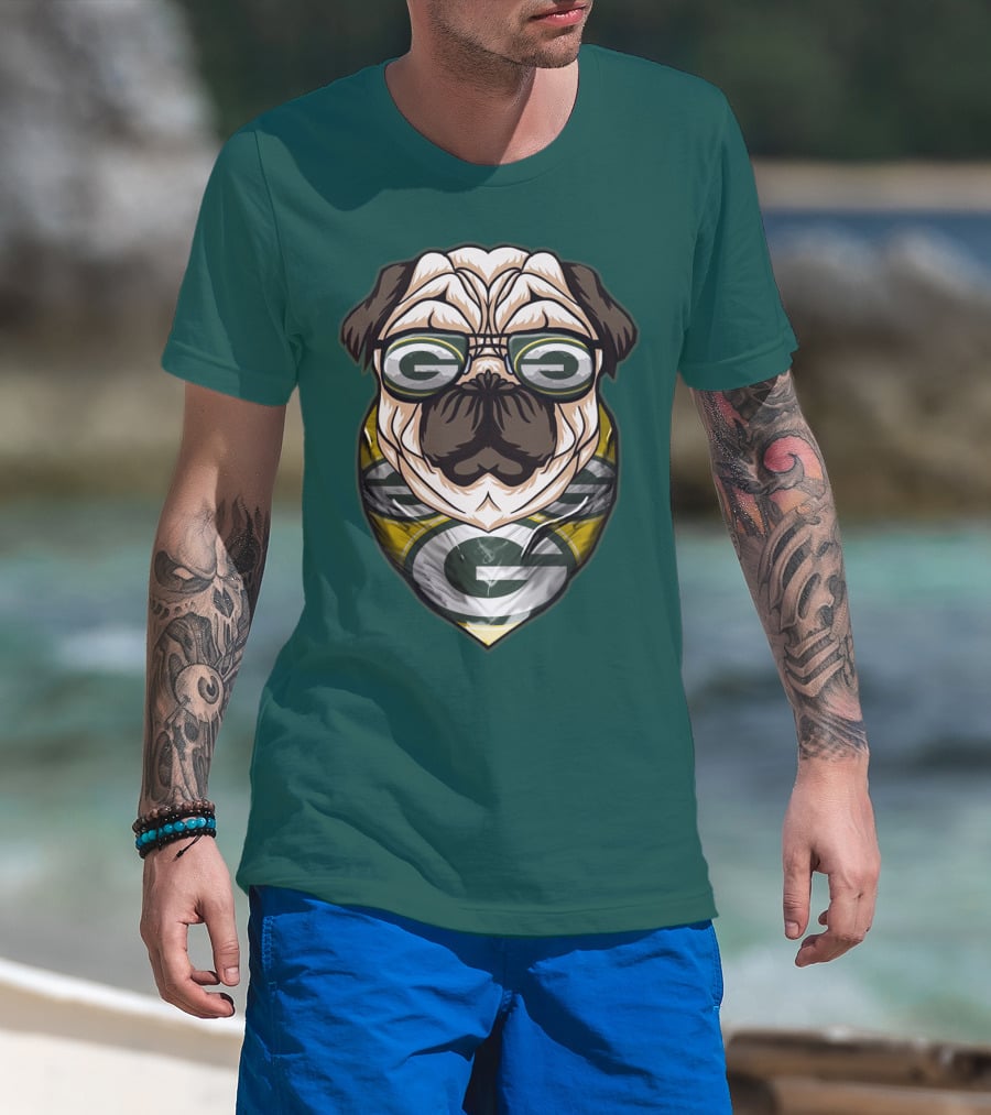 Green Bay Packers Pet Lover Pug Dog Football T-Shirt