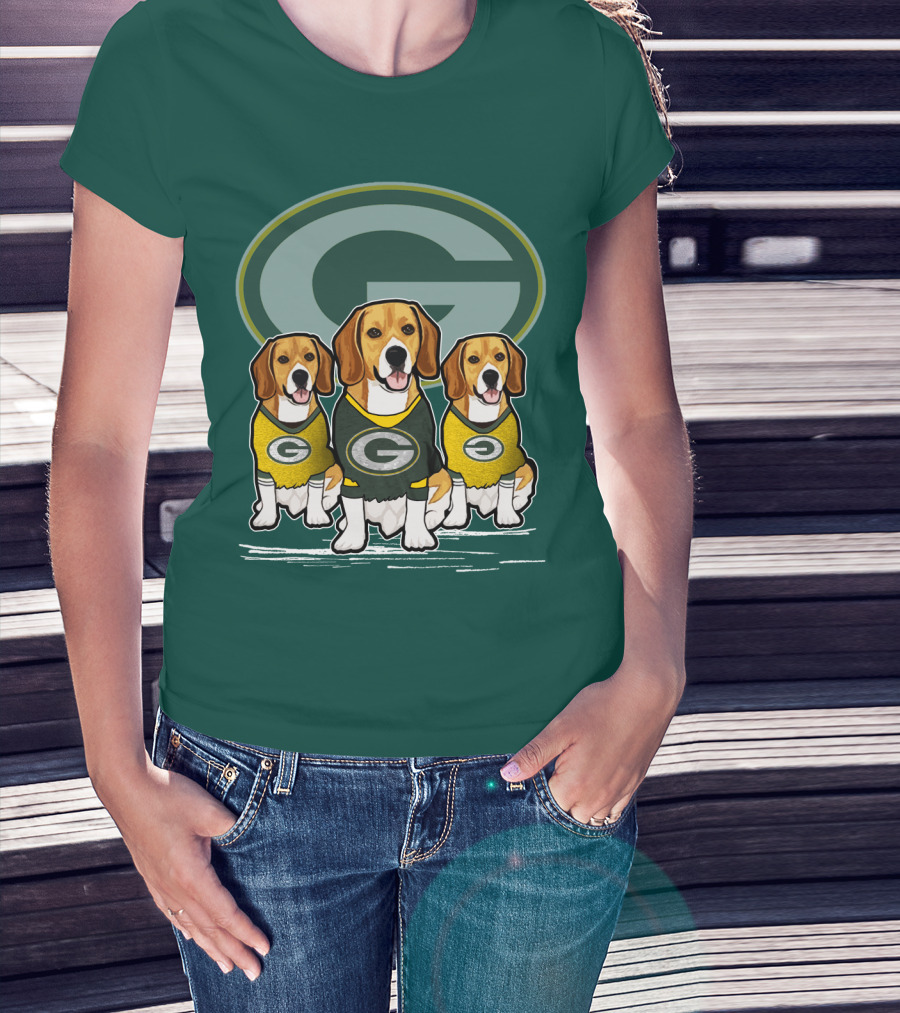 Green Bay Packers Dogs In Team Jerseys T-Shirt