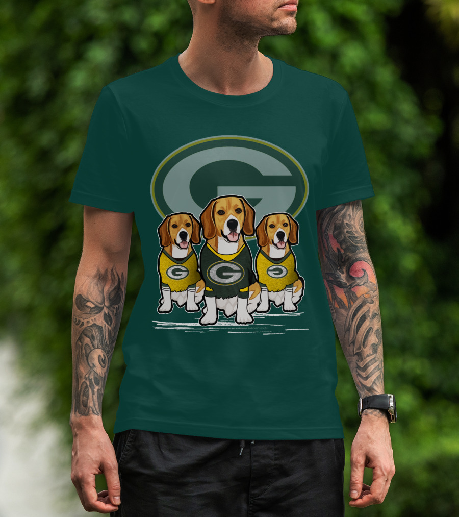 Green Bay Packers Dogs In Team Jerseys T-Shirt