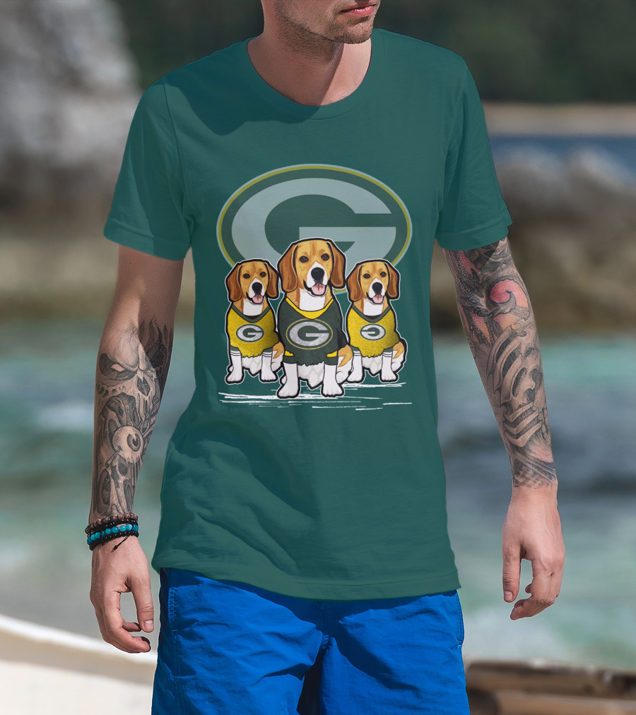 Green Bay Packers Dogs In Team Jerseys T-Shirt