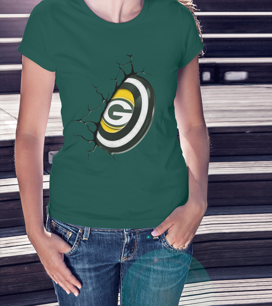Green Bay Packers Cracked Logo Burst T-Shirt