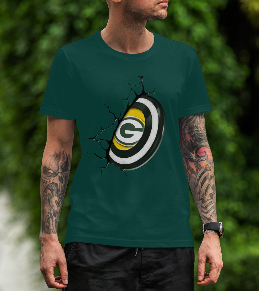 Green Bay Packers Cracked Logo Burst T-Shirt