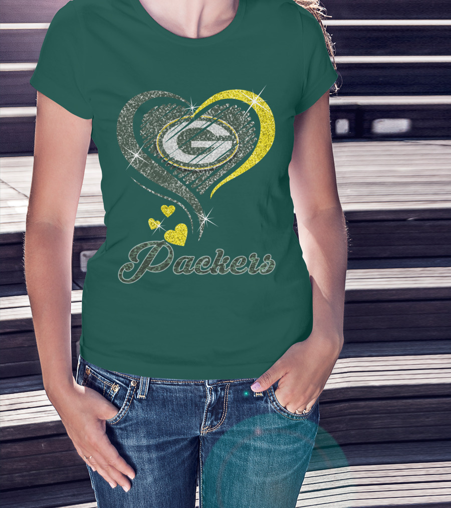 Packers Heart Logo Sparkle T-Shirt