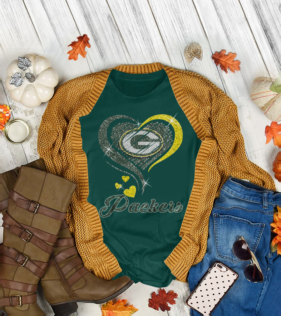 Packers Heart Logo Sparkle T-Shirt