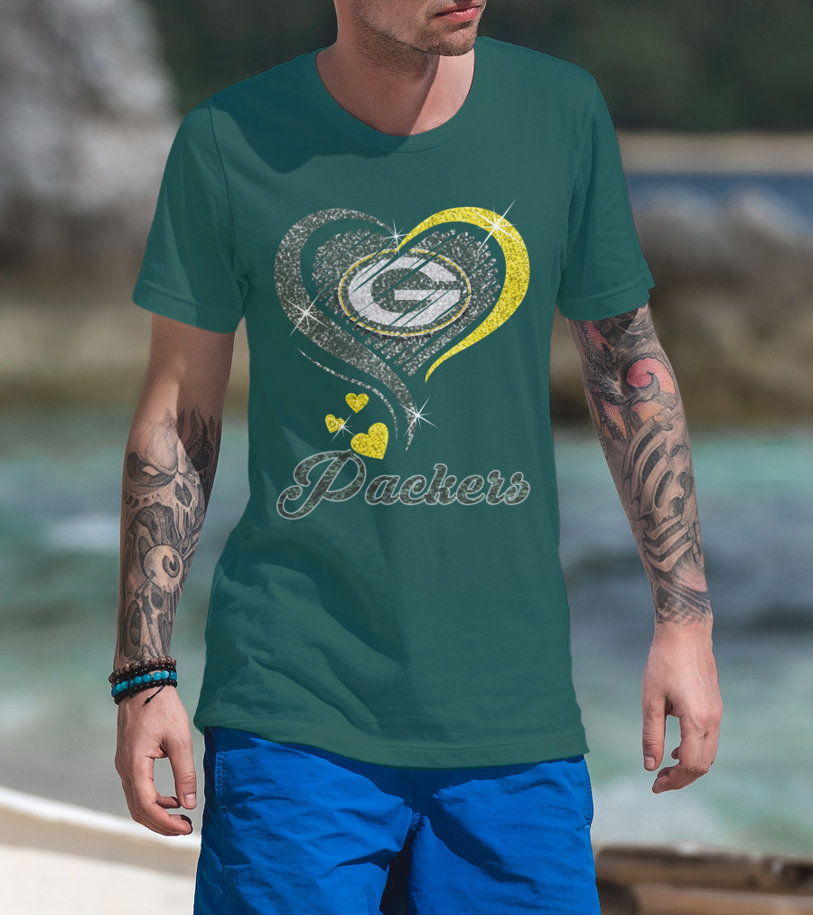 Packers Heart Logo Sparkle T-Shirt