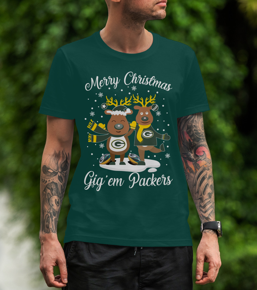 Merry Christmas Gig 'Em Green Bay Packers T-Shirt