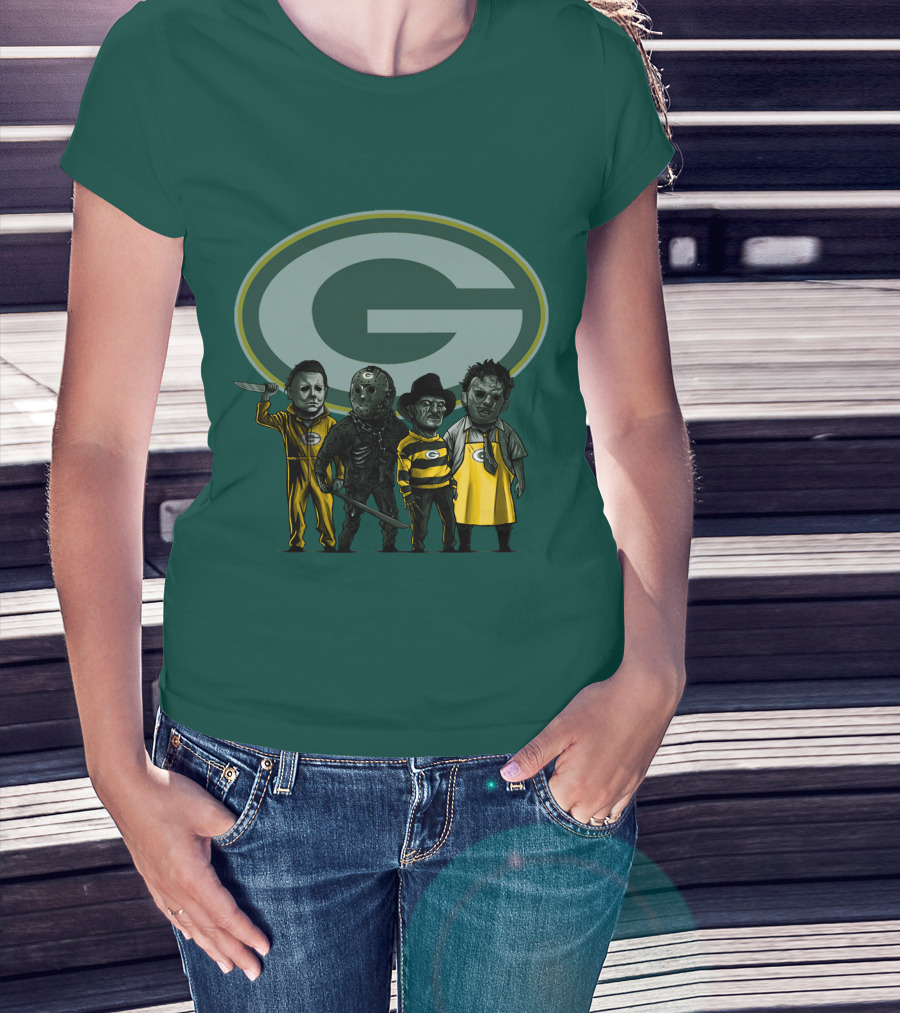 Green Bay Packers Horror Icons Characters T-Shirt