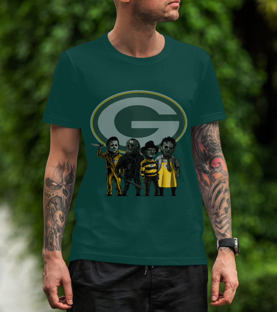 Green Bay Packers Horror Icons Characters T-Shirt