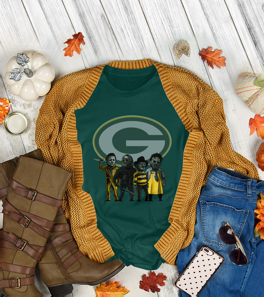 Green Bay Packers Horror Icons Characters T-Shirt