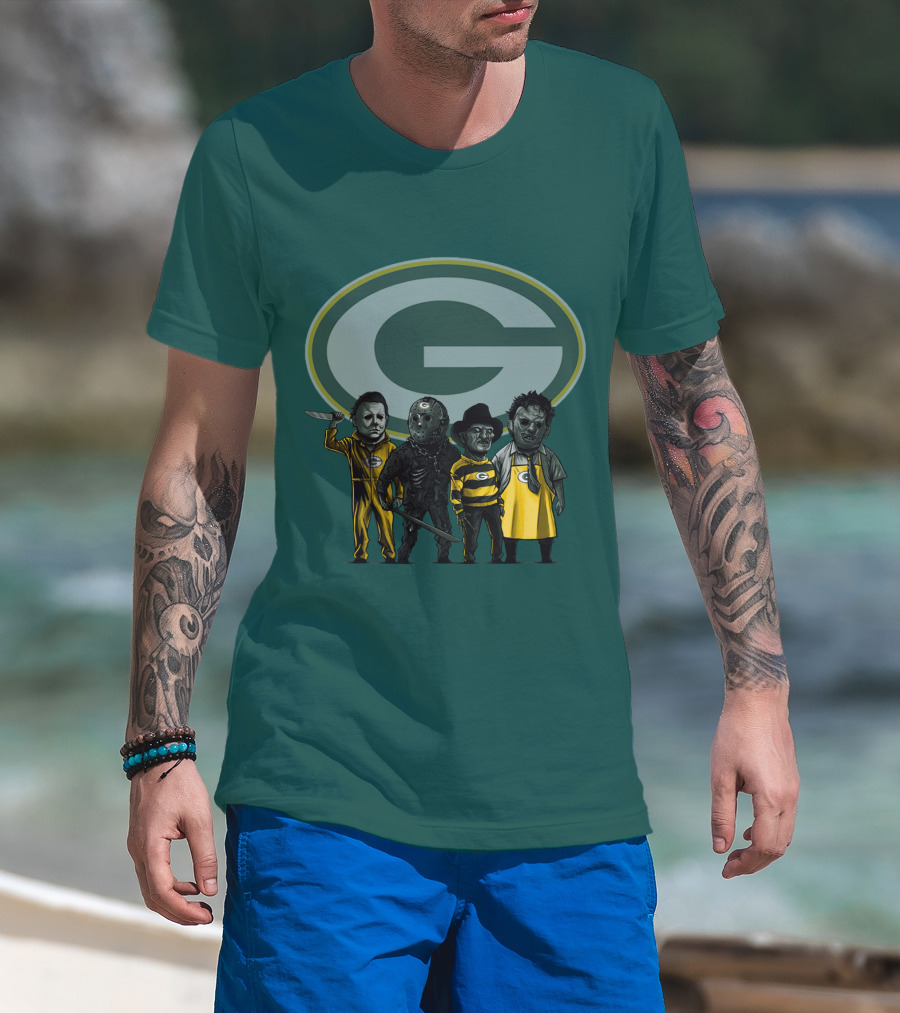 Green Bay Packers Horror Icons Characters T-Shirt