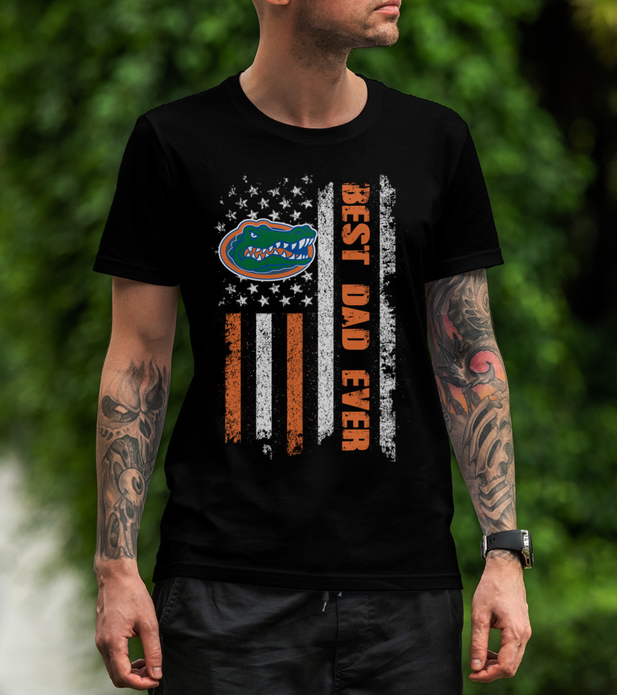 Best Dad Ever Florida Gators American Flag T-Shirt