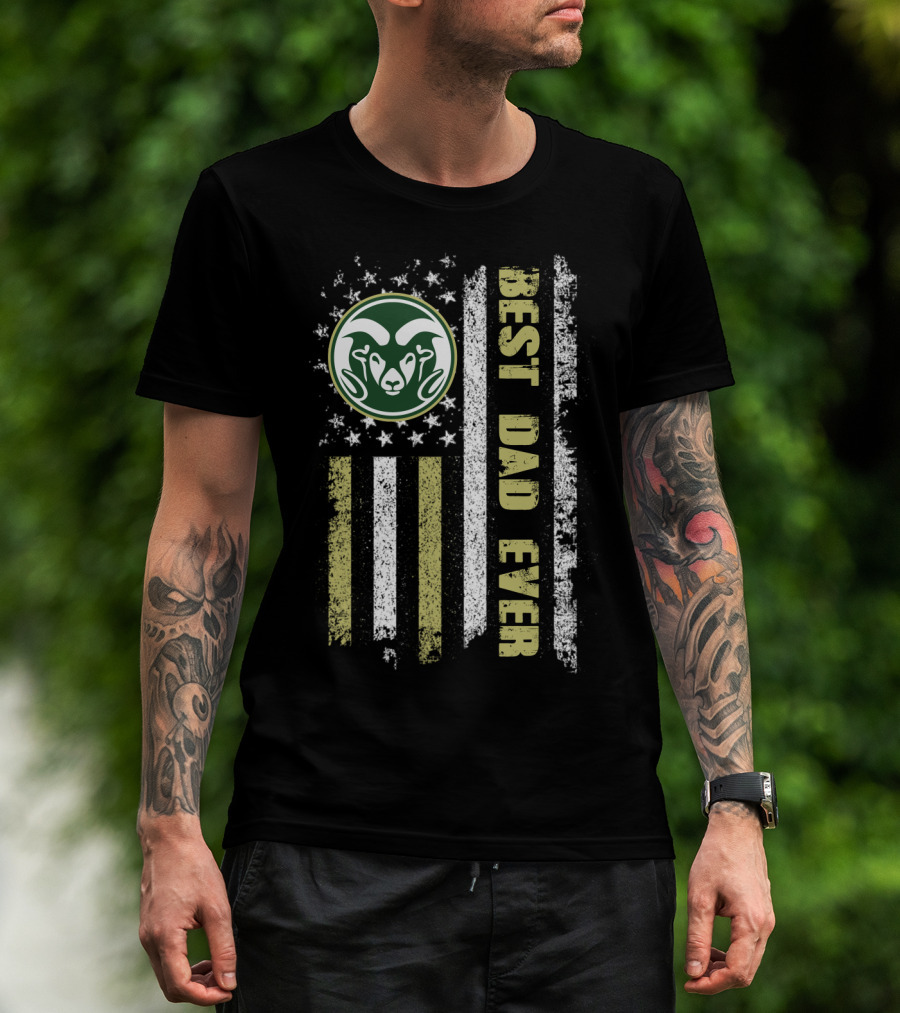 Best Dad Ever Evd 084 American Flag Ram T-Shirt
