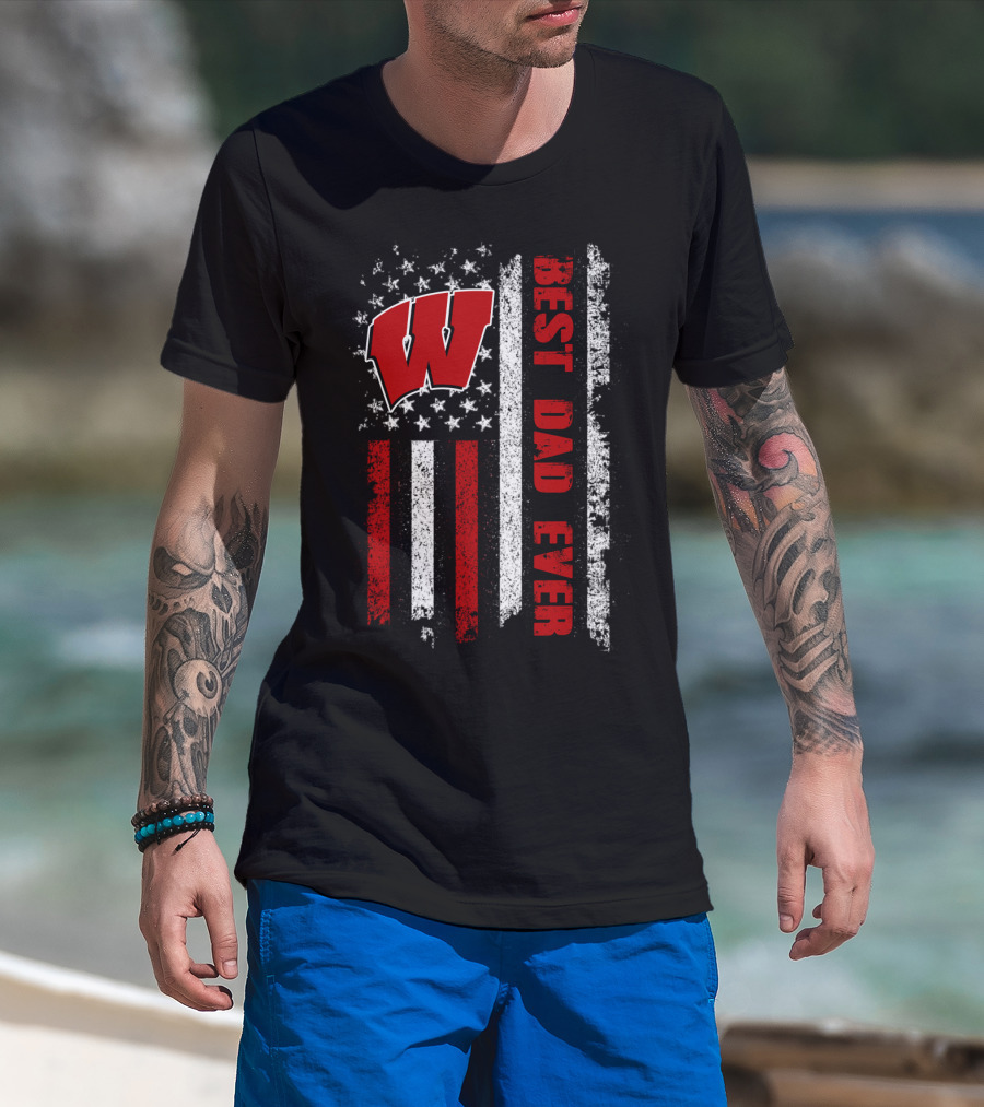 Best Dad Ever W American Flag Evd 074 T-Shirt
