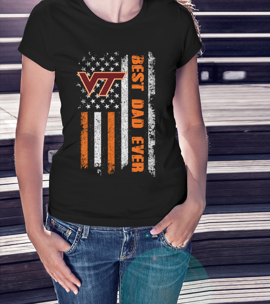 Vt Best Dad Ever American Flag T-Shirt