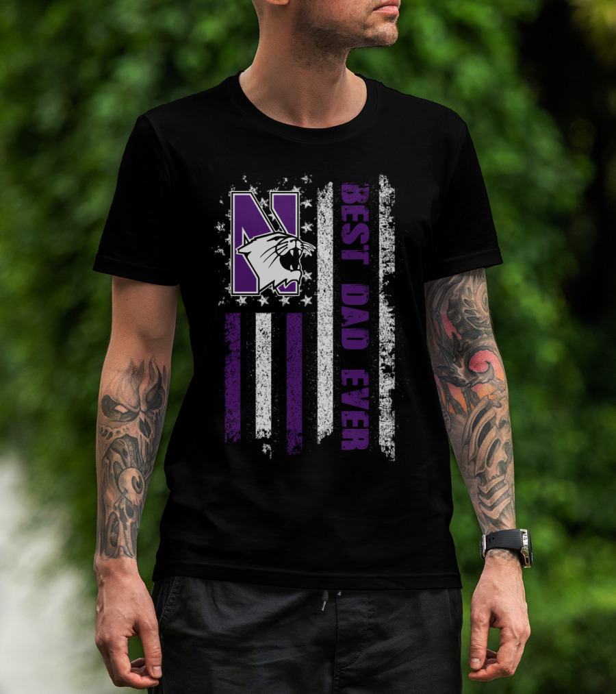 Northwestern Wildcats Best Dad Ever Flag Style Evd 055 T-Shirt