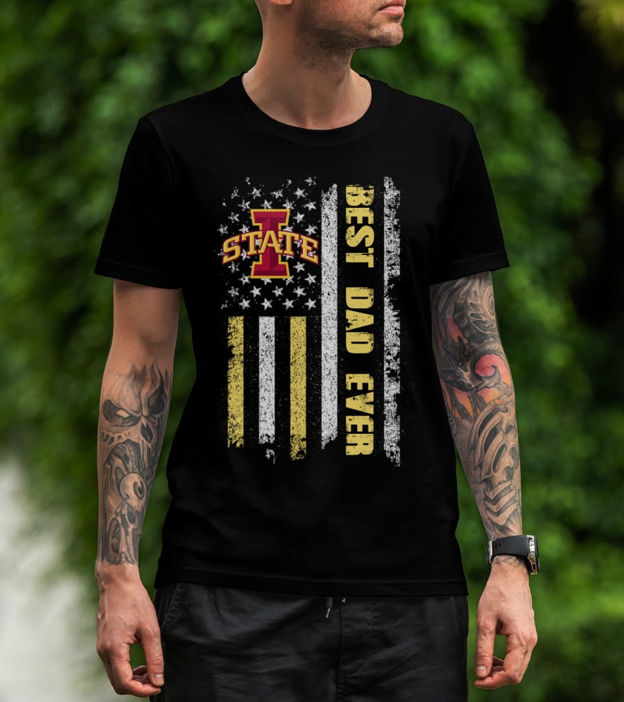 Iowa State Best Dad Ever American Flag Banner T-Shirt