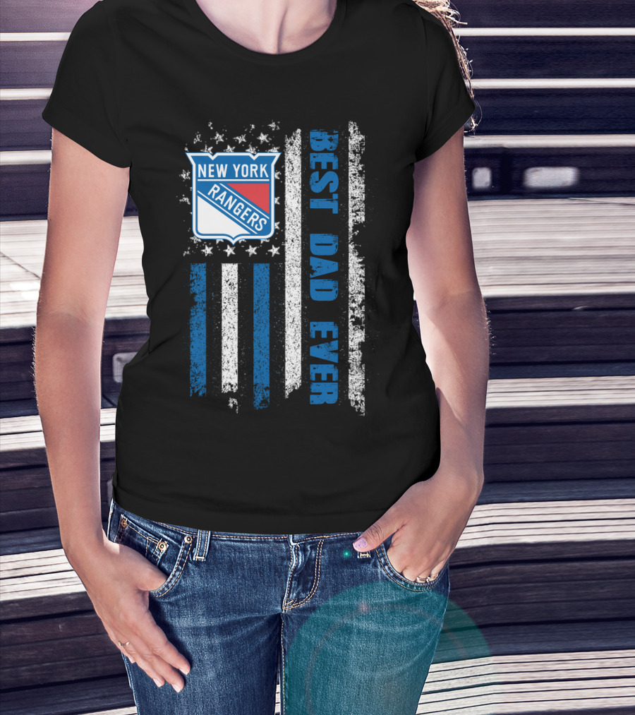 New York Rangers Best Dad Ever Stars Stripes Flag T-Shirt