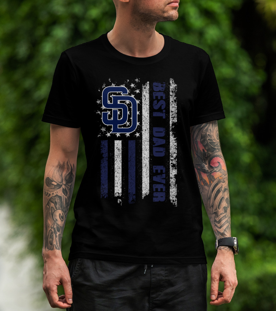 Sd Best Dad Ever American Flag T-Shirt