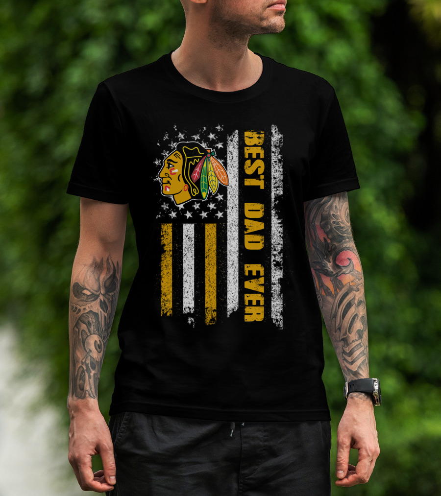 Best Dad Ever Vintage Flag And Native Head T-Shirt