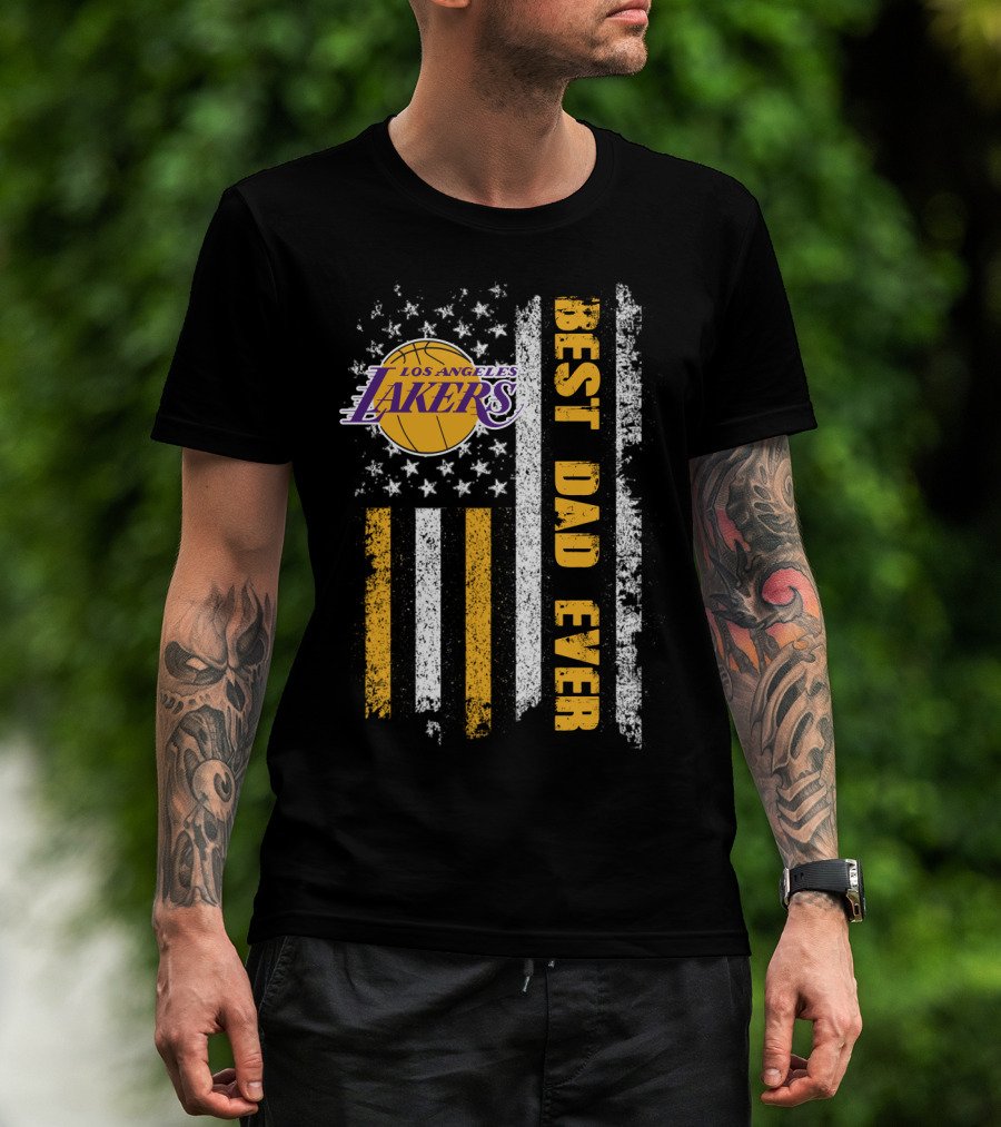 Los Angeles Lakers Best Dad Ever Flag T-Shirt
