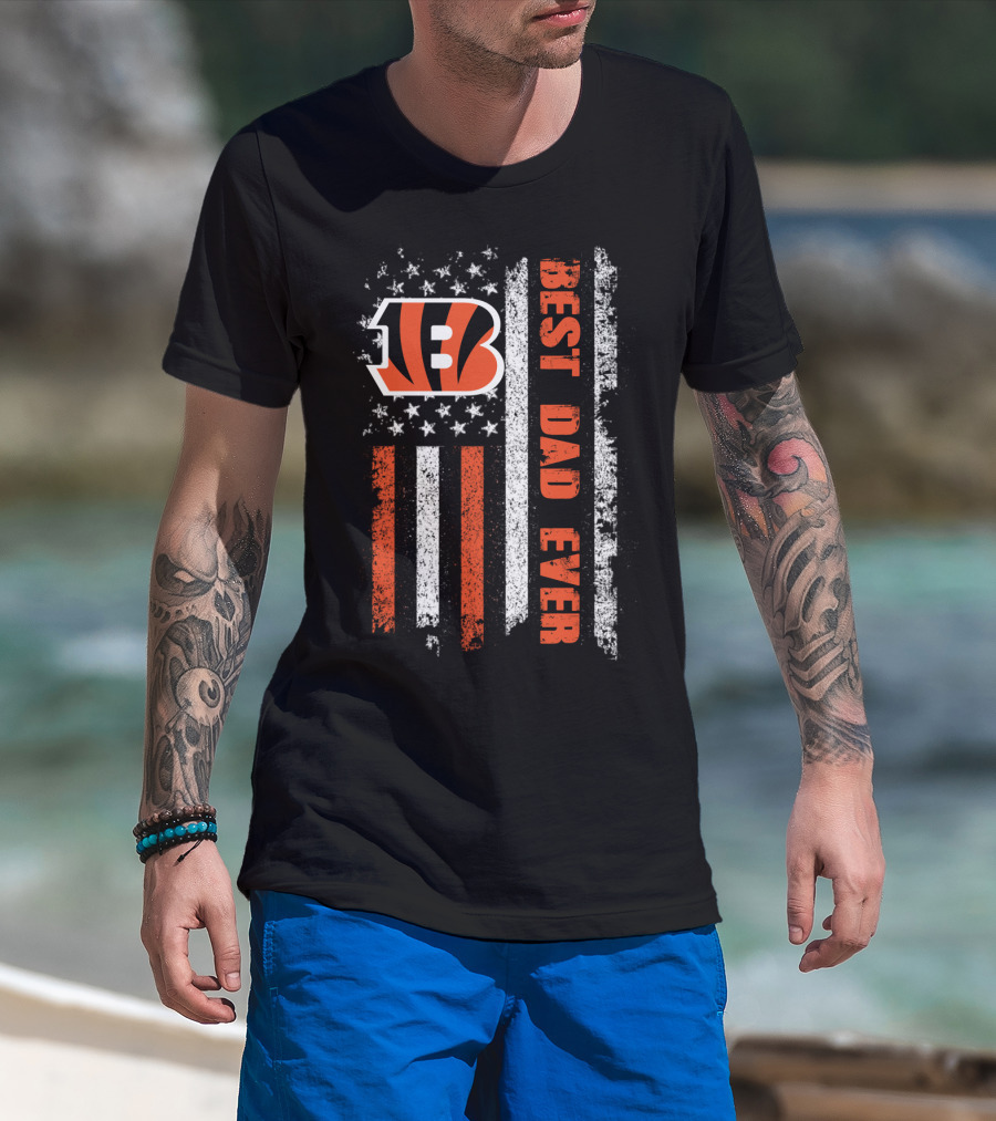 Bengals Best Dad Ever American Flag Evd T-Shirt