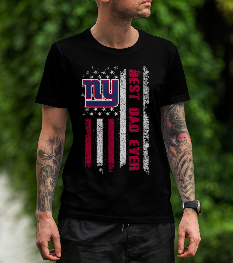 Ny Giants Best Dad Ever Stars And Stripes Evd 124 T-Shirt