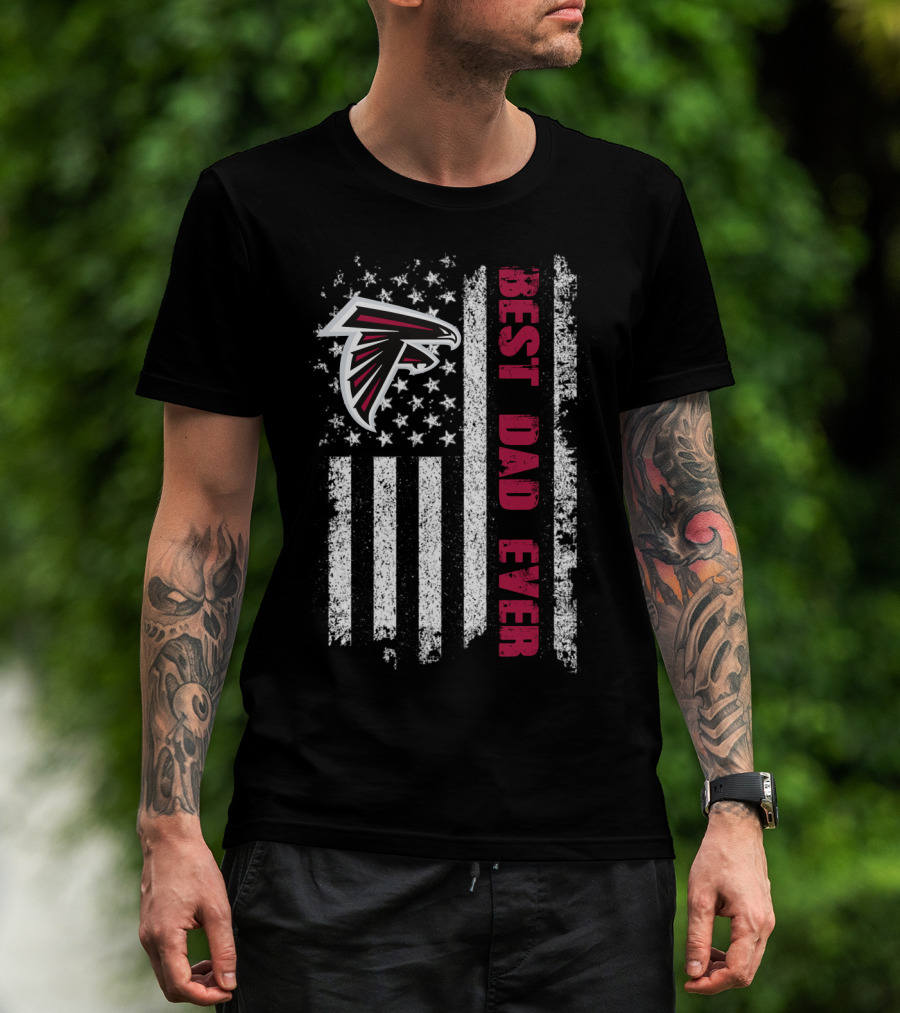 Atlanta Falcons Best Dad Ever Evd 141 American Flag T-Shirt