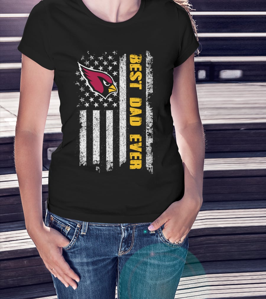 Evd 142 Best Dad Ever Arizona Cardinals American Flag T-Shirt