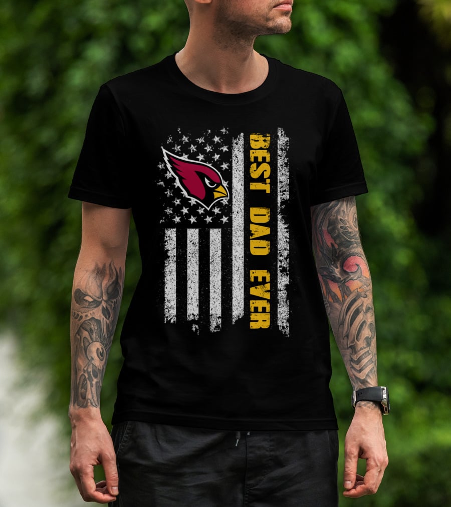 Evd 142 Best Dad Ever Arizona Cardinals American Flag T-Shirt