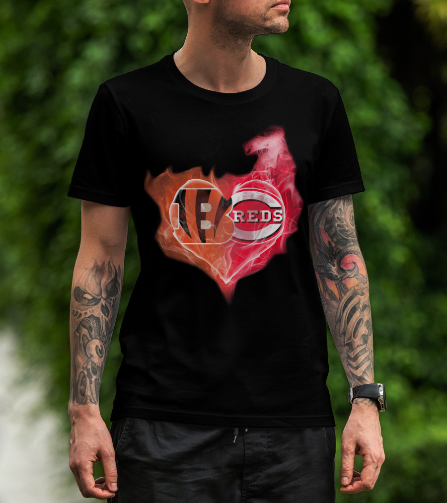 Cincinnati Bengals Reds Heart Logo T-Shirt