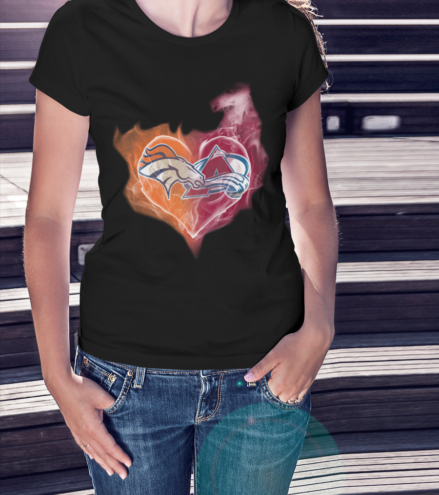 Broncos Avalanche Heart Smoke Emblem T-Shirt