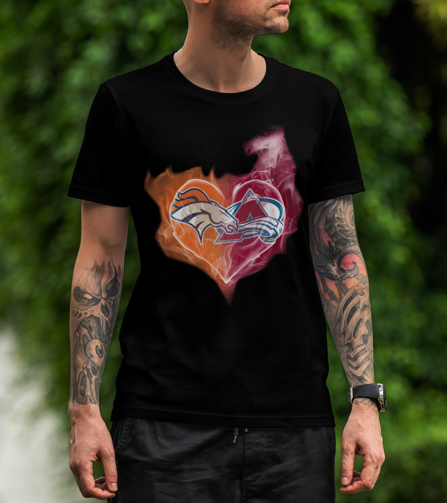 Broncos Avalanche Heart Smoke Emblem T-Shirt