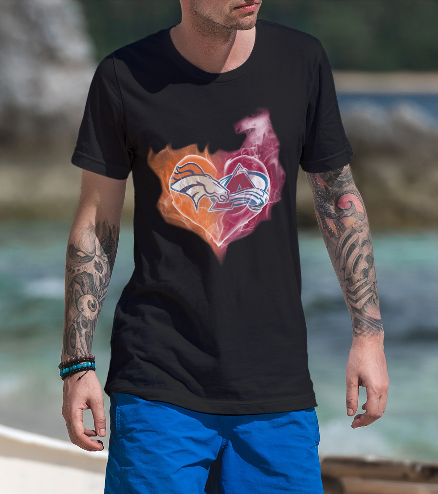 Broncos Avalanche Heart Smoke Emblem T-Shirt