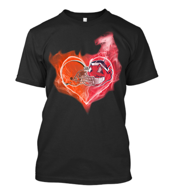 Heart Of Flames Football Helmet Cartoon Face T-Shirt