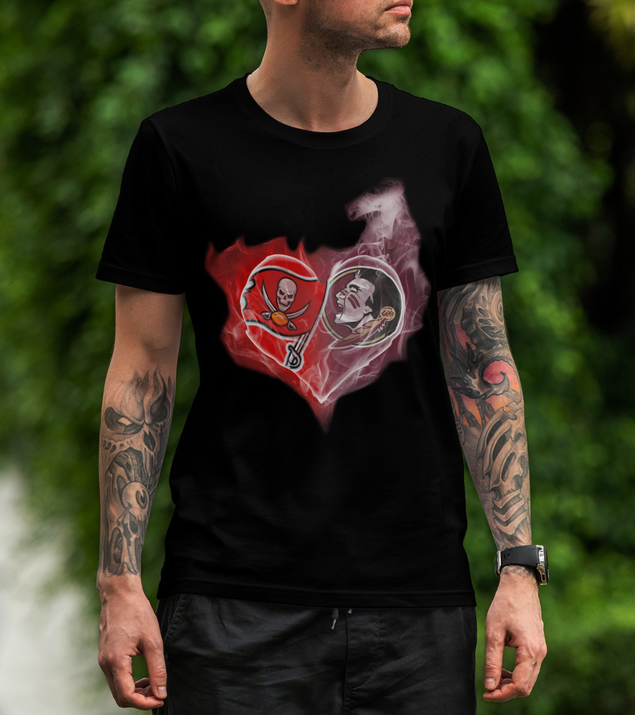 Tampa Bay Buccaneers And Florida State Seminoles Heart T-Shirt