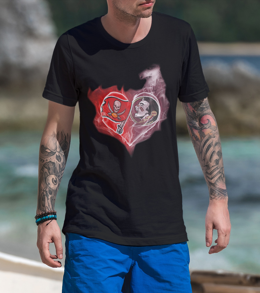 Tampa Bay Buccaneers And Florida State Seminoles Heart T-Shirt